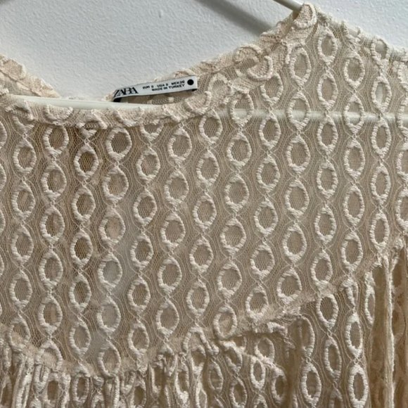 Zara Embroidered Tulle Top S - Picture 8 of 13